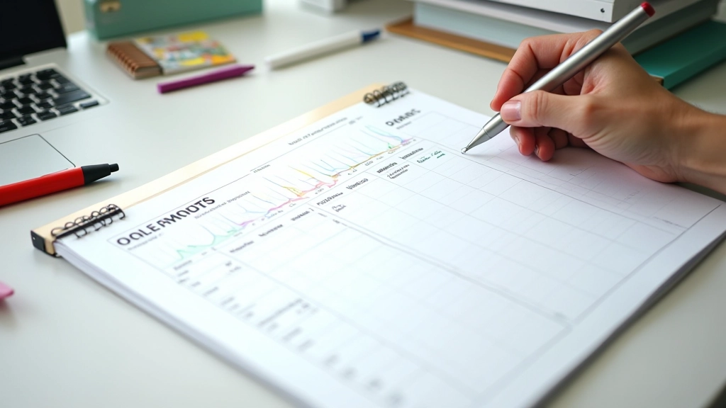 Dashboard or tracking sheet showing quarterly OKR progress metrics clearly displayed