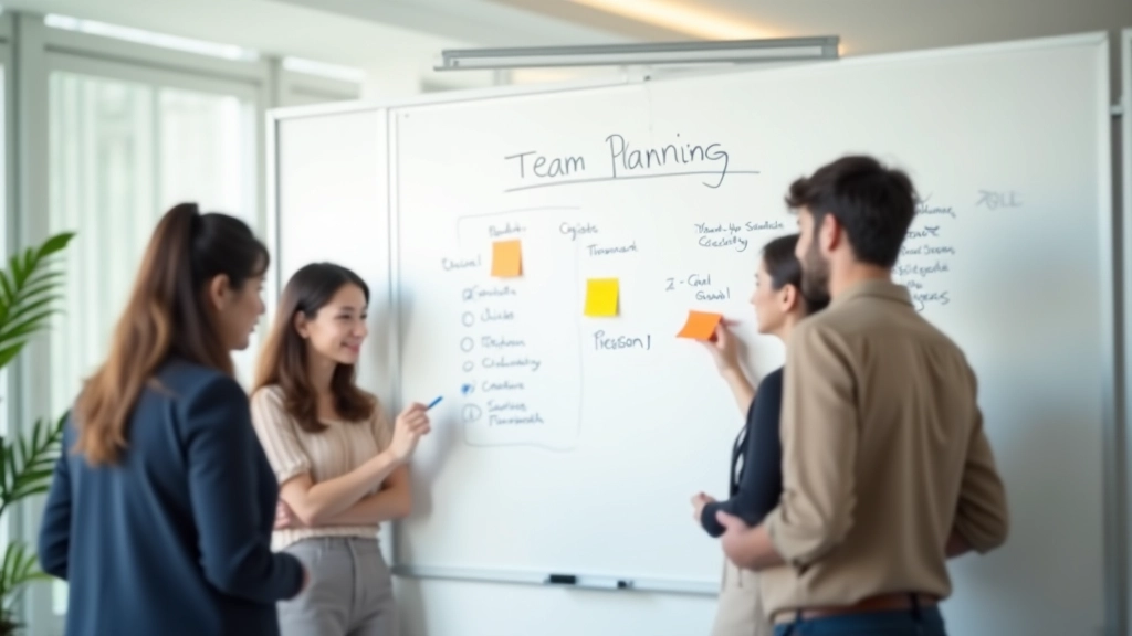 Team whiteboard with written OKR objectives and key results